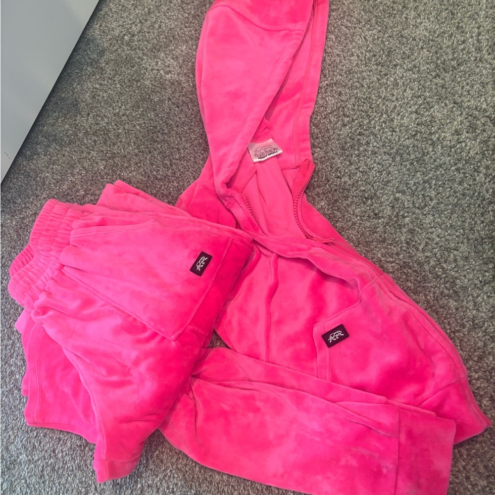 Tiger Friday AS Hot Pink Velour Hoodie & Jogger Set